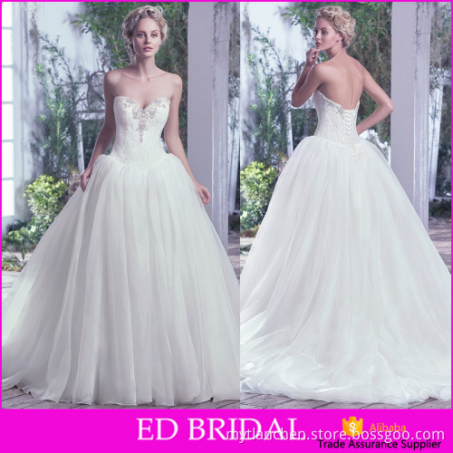 MA2505 Latest Design Strapless Neckline Beading Layers Tulle Made In China Wedding Gown 2016
